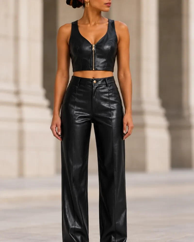 Pantalon femme en cuir sur mesure